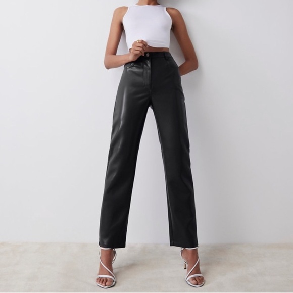 Aritzia Pants - Aritzia Wilfred Melina Vegan Leather High Rise Straight Leg Pants in Black